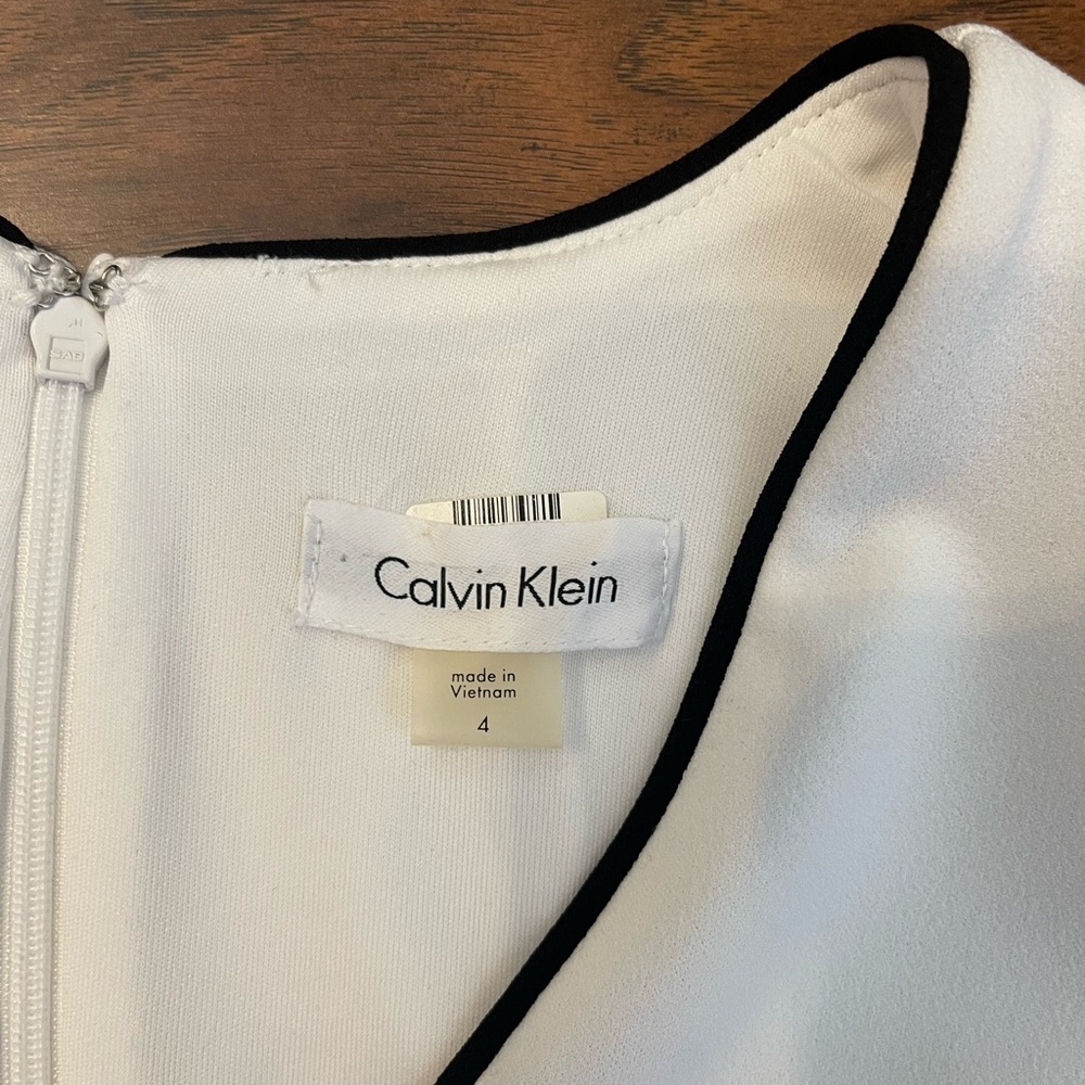 Calvin Klein White and Black Sheath Dress Size 4 - Picture 2 of 4